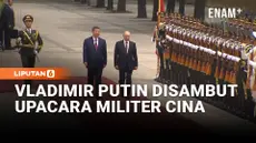 Presiden Rusia Vladimir Putin mendapatkan sambutan meriah dari ribuan anak yang mengibarkan bendera saat mendarat dalam kunjungan resminya di Beijing, China, Rabu (20/5/2026).