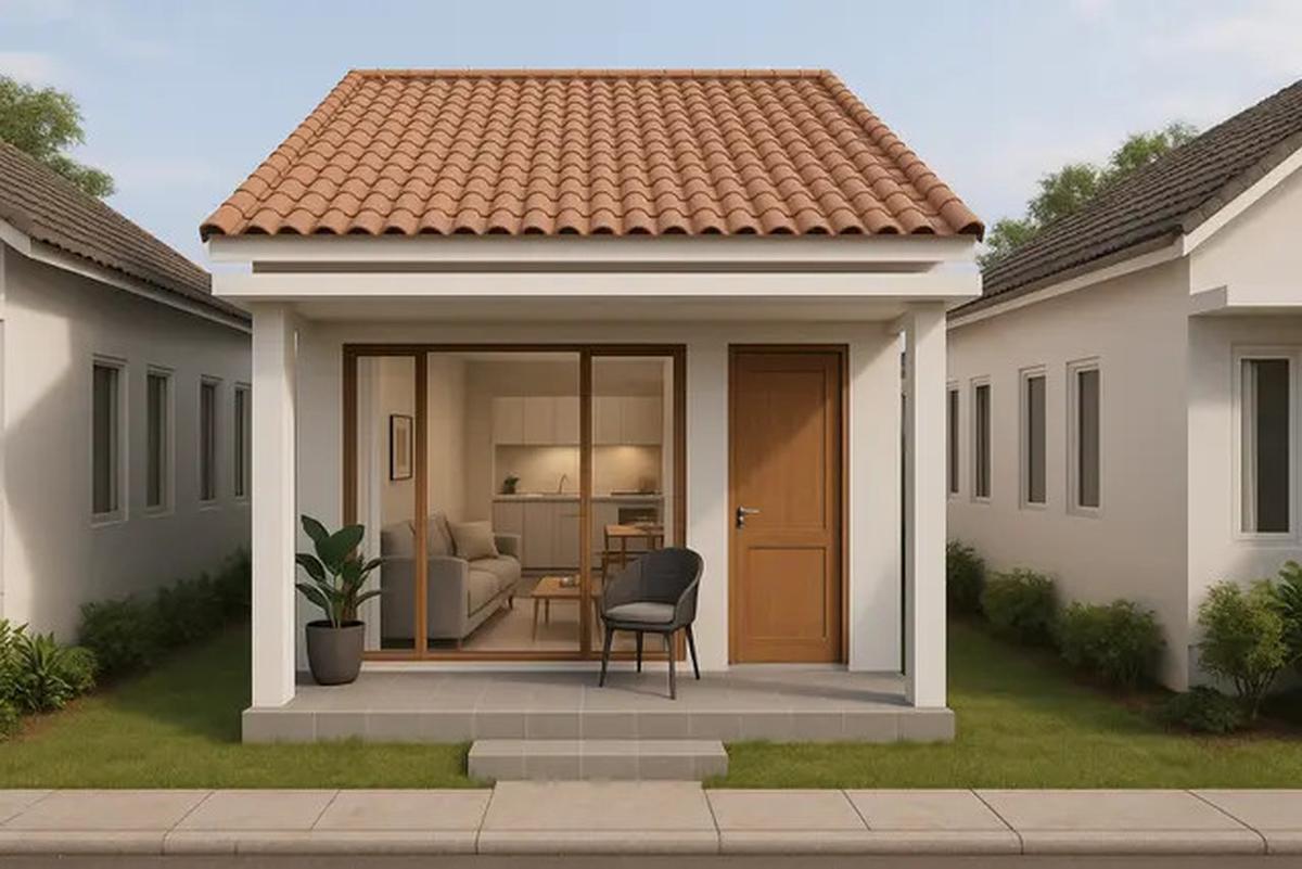 8 Model Rumah Sederhana 6x12 Dengan 3 Kamar dan Teras Depan, Mungil Tapi Nyaman
