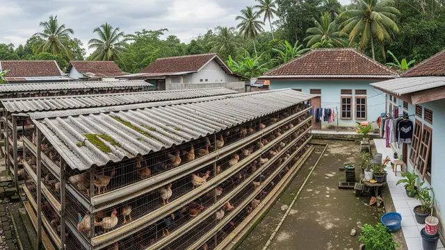 Kandang Baterai dengan Penutup Asbes