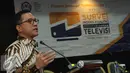 Anggota Komisi I DPR, Arief Suditomo memberi sambutan jelang rilis indeks kualitas program siaran televisi periode II 2016 oleh KPI dan ISKI di Jakarta, Rabu (5/10). Survei dilaksanakan tim dari 12 perguruan tinggi. (Liputan6.com/Helmi Fithriansyah)