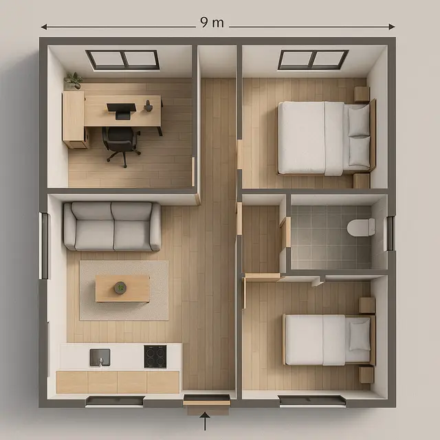 Denah Rumah Sederhana 9x6 Meter