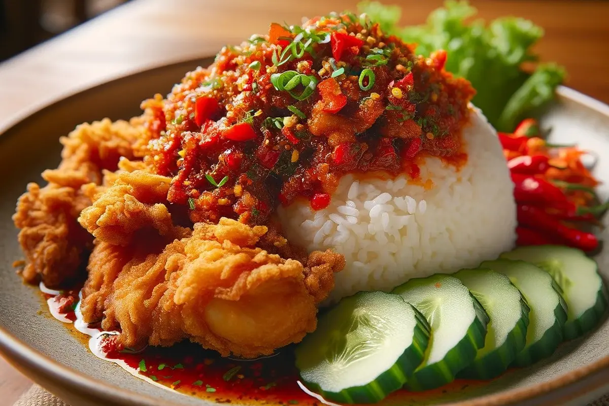 illustrasi ayam geprek