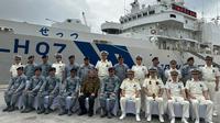 Kapal patroli Settsu Jepang bersandar di Pelabuhan Tanjung Priok, Jakarta, Rabu (22/1/2025). (Liputan6.com/Benedikta Miranti)