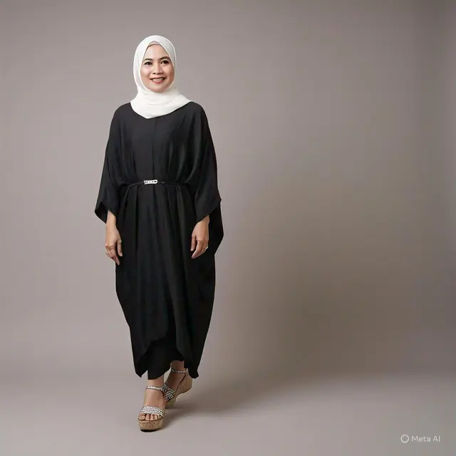 Model Gamis Warna Hitam Kombinasi untuk Usia 40an/Meta AI