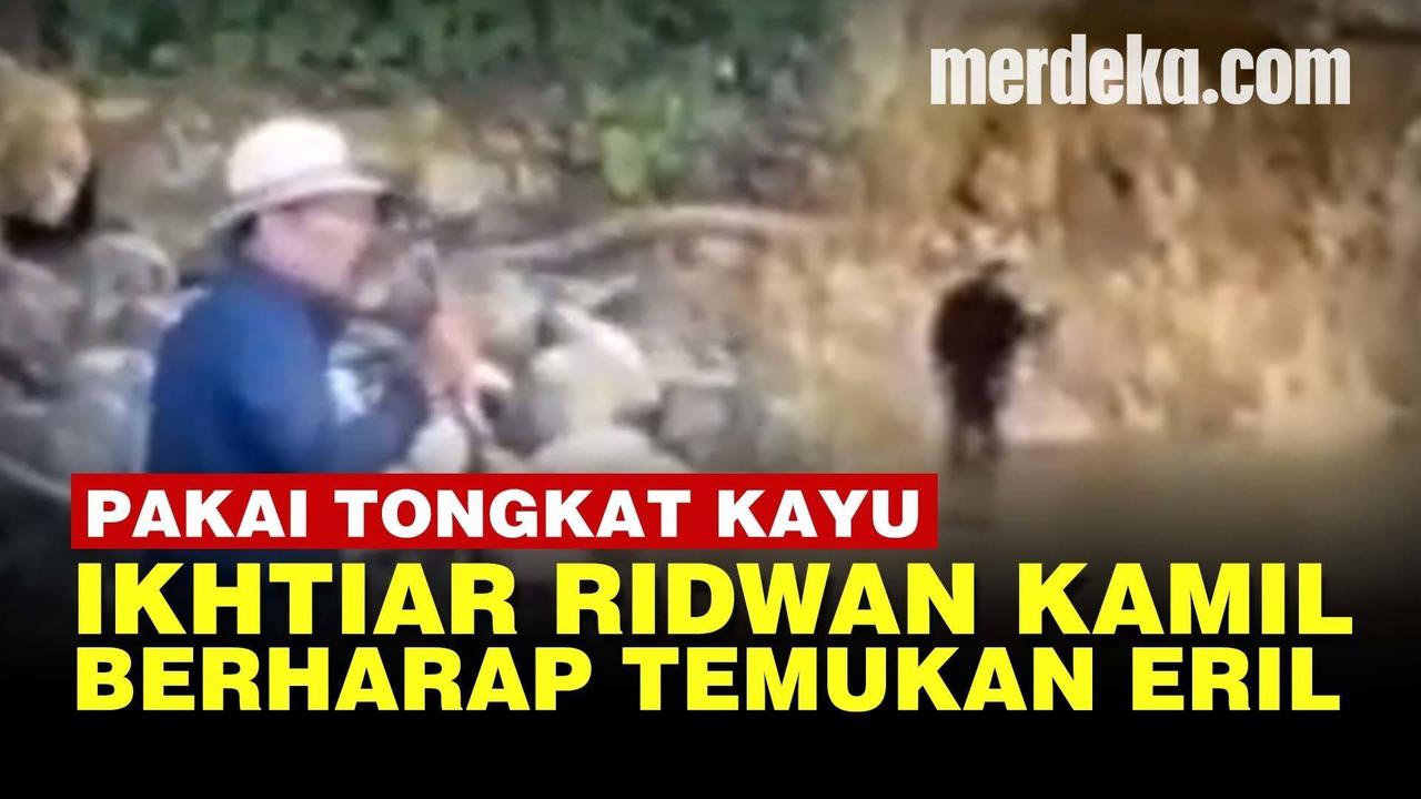 VIDEO: Potret Ridwan Kamil Gunakan Tongkat Kayu Cari Eril Turun ke Sungai Aare Swiss