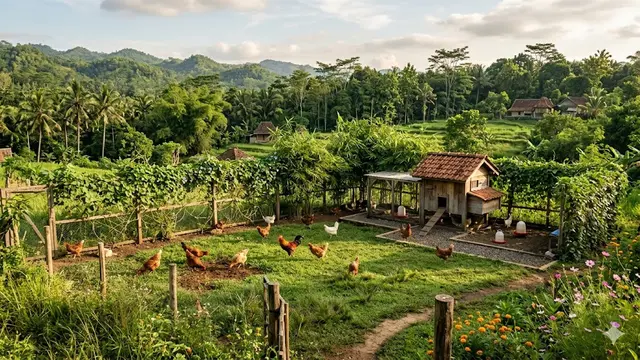 Desain Kebun Ayam dengan Pagar Tinggi