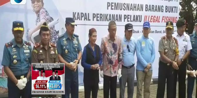 Menteri Susi Tenggelamkan 13 Kapal Asing yang Kedapatan Curi Ikan di Pontianak