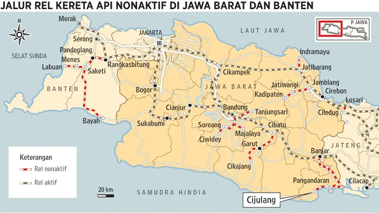 Rencana reaktivasi sejumlah jalur rel kereta api di Provinsi Jawa Barat yang hingga kini belum berjalan maksimal.