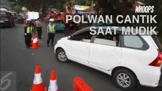 Polwan cantik yang bertugas di jalur Nagreg ini menjadi sorotan netizen