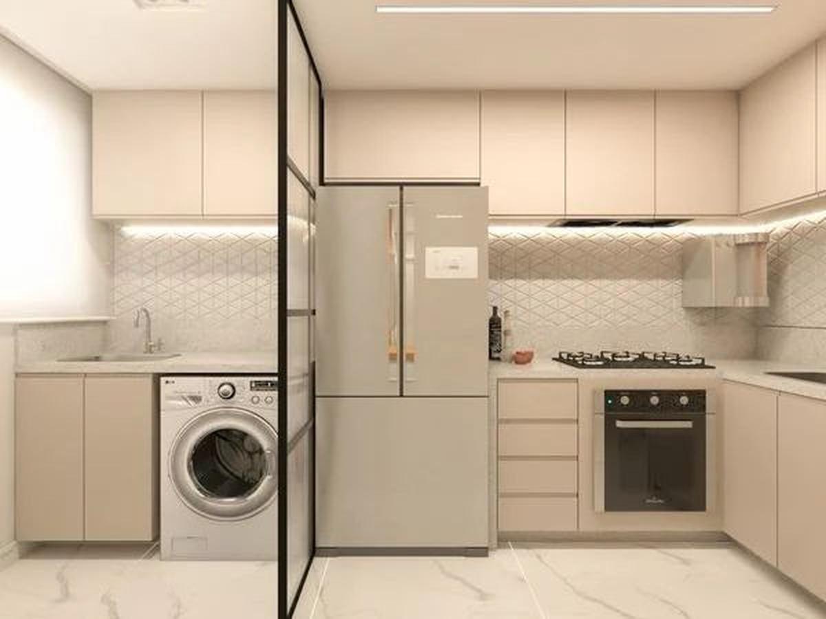 5.  Dapur dengan Cuci Baju di Ruang Cuci Bergaya Loft