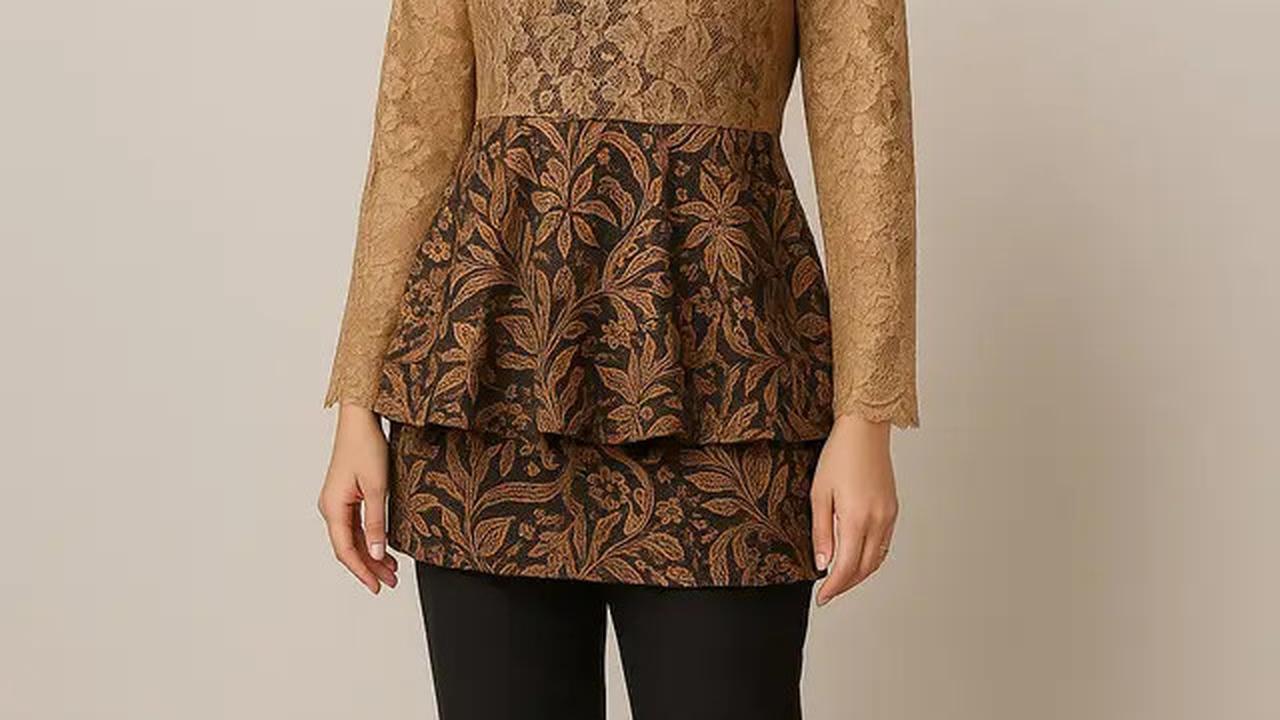 7 Model Tunik Batik Kombinasi Brokat Modern 2025, Tampil Menawan