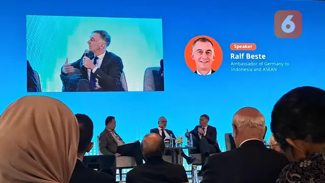 Duta Besar Jerman untuk Indonesia Ralf Beste pada Selasa (14/4/2026) di Jakarta, menyebut bahwa Eropa harus bersiap menghadapi kemungkinan berkurangnya peran kepemimpinan Amerika Serikat dalam sistem internasional. (Dok. Liputan6.com/Erin Rahayu Putri)