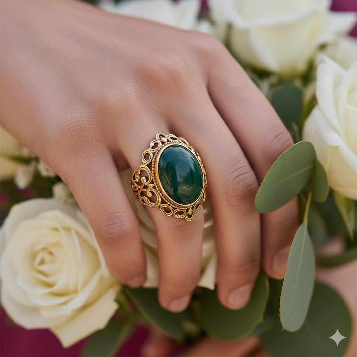 Cincin Emas Batu Akik Vintage