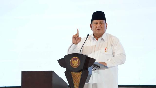 Presiden Prabowo Subianto dalam acara 'Musyawarah Nasional Konsolidasi Persatuan Kadin Indonesia'.