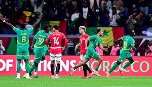 Pemain Senegal, Sadio Mane, melakukan selebrasi setelah mencetak gol ke gawang Mesir pada laga  semifinal Piala Afrika di Stadion Grand Stade de Tangier, Tangier, Maroko, Kamis (15/1/2026) dini hari WIB. (AP Photo/Mohamed Bounaji)