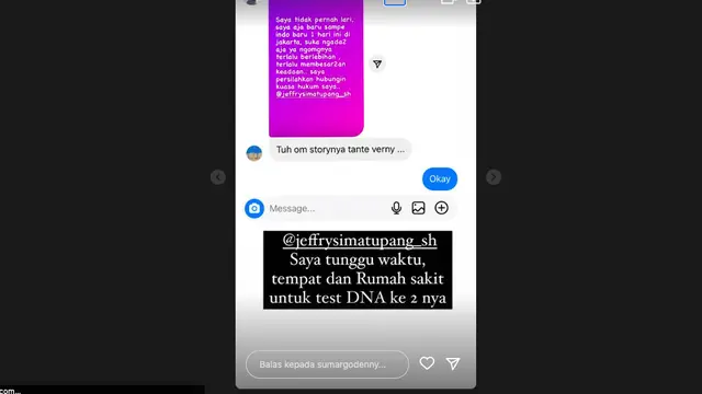 Denny Sumargo Buat Surat Terbuka Sekaligus Tantang Balik Soal Tes DNA, DJ Verny Hasan: Saya Tidak Pernah Lari. (instagram.com/sumargodenny)