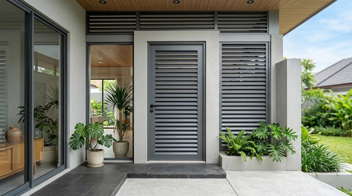 Ide Pintu dengan Kisi-Kisi untuk Rumah yang Membutuhkan Sirkulasi Udara