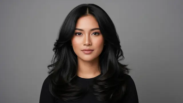 Model Rambut Wanita Panjang Belah Tengah Gaya Ujung Bertekstur