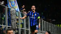 Keunggulan Bayern Munchen hanya bertahan selama enam menit. Pada menit ke-58, Lautaro Martinez berhasil mencetak gol penyeimbang. (Marco BERTORELLO/AFP)