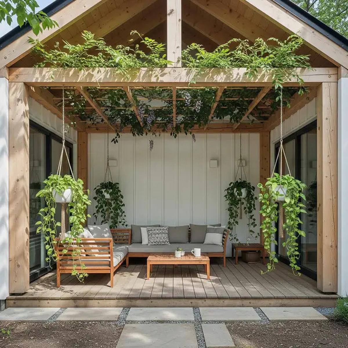 7 Model Teras Rumah Ala Skandinavia dengan Atap Kayu Terbuka yang Natural