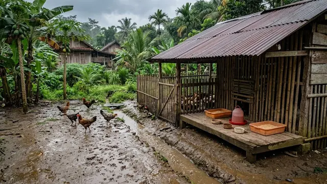 Cara Membuat Area Pakan Ayam yang Tidak Mudah Terkena Air Hujan