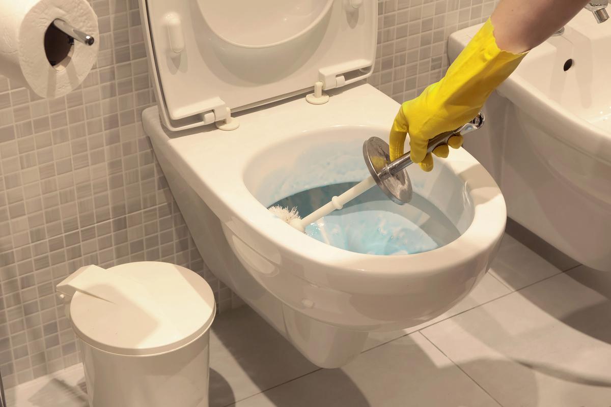 Membersihkan toilet kamar mandi