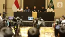 Kepada wartawan, Erick Thohir mengatakan bahwa penghentian kerja sama dengan pelatih timnas Indonesia, Shin Tae-yong sudah muncul sebelum babak kualifikasi Piala Dunia 2026 Zona Asia saat Indonesia kalah melawan China. (Liputan6.com/Helmi Fithriansyah)