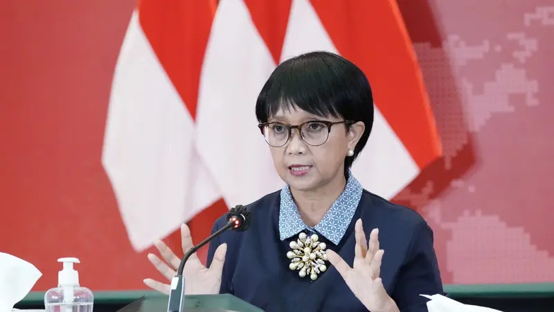 Menlu Retno Marsudi dalam press briefing bersama dengan awak media pada Kamis (17/9/2020).