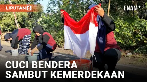 VIDEO: Sambut HUT Kemerdekaan Indonesia, Warga Boyolali Cuci Bendera di Tengah Jalan!