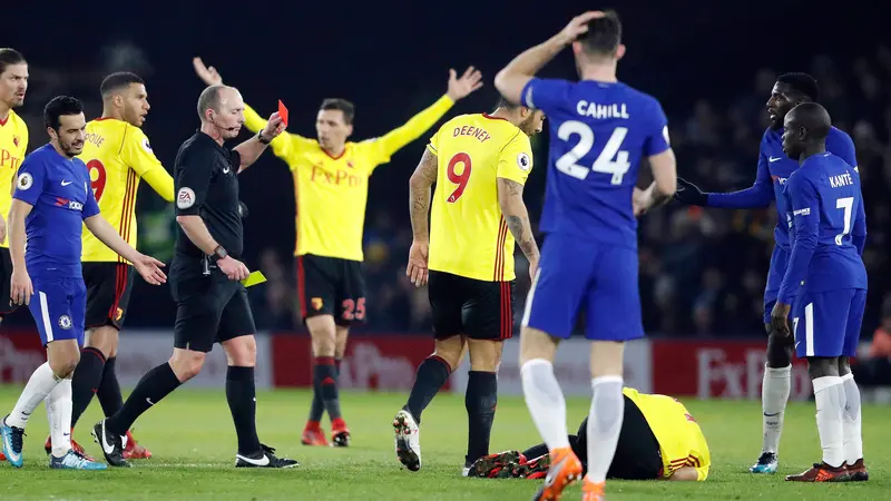 Diganjar Kartu Merah, Chelsea Kalah Telak Atas Watford