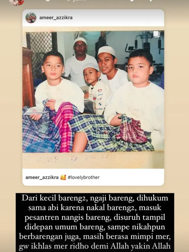 Unggahan Alvin Faiz soal Ameer Azzikra. (Foto: Instagram @alvin_411)