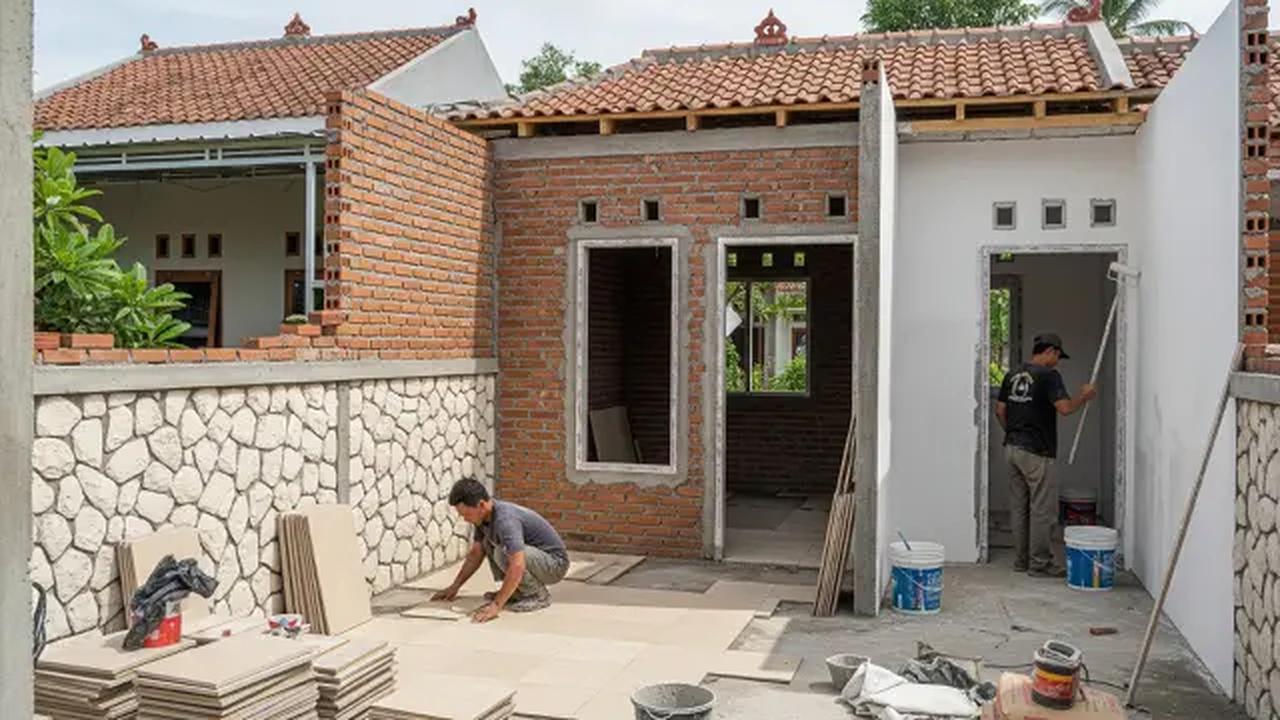Seleksi Material Bangunan Lokal dan Non-Premium/Desain Rumah Budget di Bawah Rp 200 Juta Ada Garasi (Sumber: gemini.com)