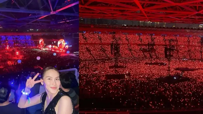 Potret Ayu Ting Ting Perdana Nonton Konser Coldplay