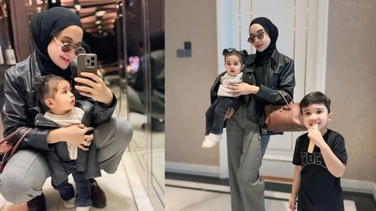 OOTD Serba Hitam Zaskia Sungkar Bersama Anak, Gaya Hijabnya Curi Perhatian Publi