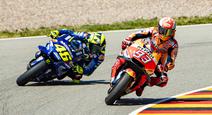 Ilustrasi persaingan Marc Marquez dan Valentino Rossi di MotoGP. (Robert MICHAEL / AFP)