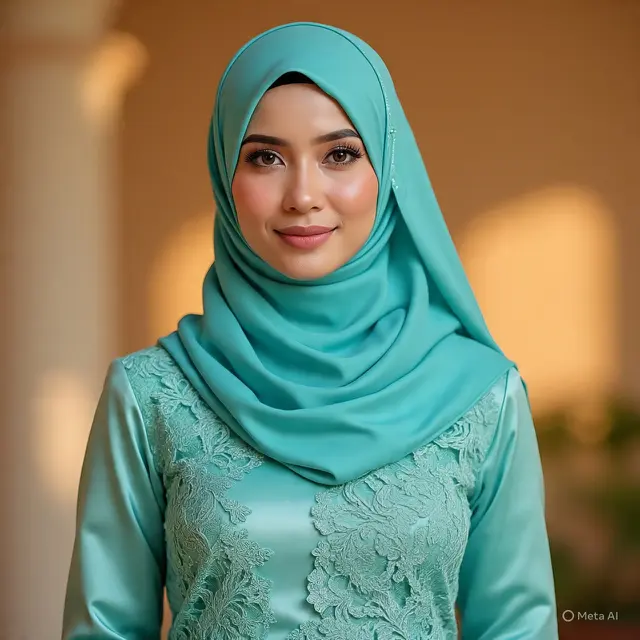 Gamis Brokat Lace Kombinasi Satin (Created by Meta AI)