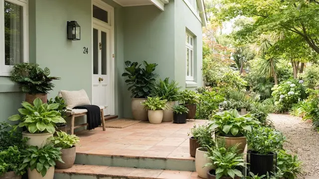 Warna Cat Teras Rumah yang Cocok dengan Tanaman Hijau di Depan Rumah