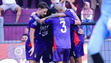 Pemain Persik Kediri merayakan gol Imanol Garcia ke gawang PSM Makassar pada menit ke-73 pada laga pekan ke-10 BRI Super League musim ini di&nbsp;Stadion Brawijaya, Kediri, Sabtu (25/10/2025). Sayangnya, Persik harus puas bermain imbang 1-1. (dok. Persik Kediri)
&nbsp;