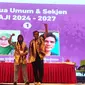 Nany Afrida &ndash; Bayu Wardhana terpilih menjadi Ketua-Sekjen AJI periode 2024-2027, dalam kongres AJI XII di Palembang Sumsel (Liputan6.com / Nefri Inge)