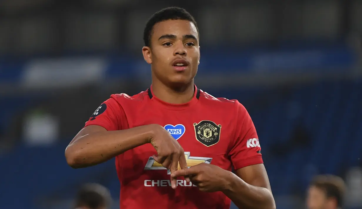 Mason Greenwood. Striker asli Inggris ini mencetak gol debutnya di Liga Inggris dalam usia 18 tahun 53 hari saat Manchester United ditahan imbang 3-3 oleh Sheffield United pada November 2019. (AFP/Mike Hewitt/Pool)