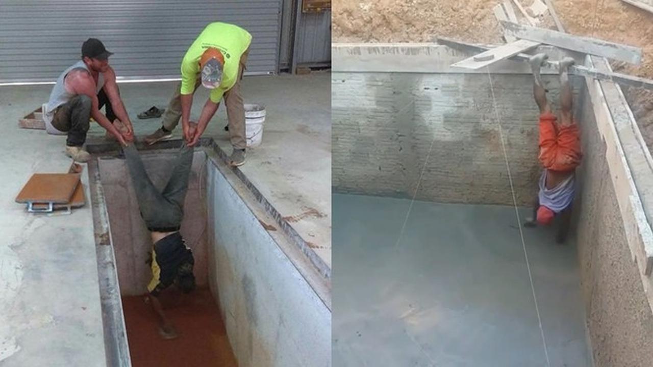 6 Aksi Kuli Bangunan Kerja Posisi Terbalik Ini Nyeleneh, Atraktif