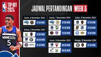 Jadwal pertandingan NBA Season 2024/25 pada week ke 3 minggu ini di Vidio. (sum. doc. vidio.com)