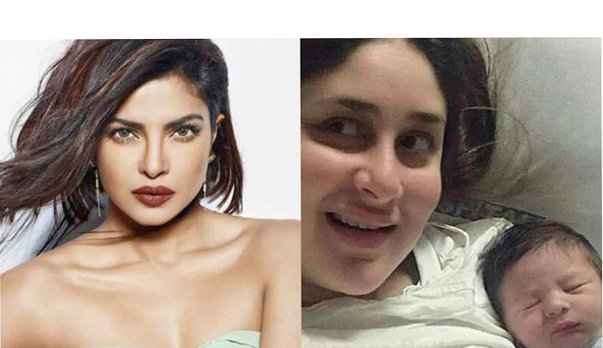 Kareena Kapoor dan Saif Ali Khan baru saja dikarunia seorang bayi laki-laki yang diberi nama Taimur Ali Khan Pataudi, yang menimbulkan komentar publik. Mengetahui hal tersebut, Priyanka Chopra pun ikut berkomentar. (doc.indiatoday)