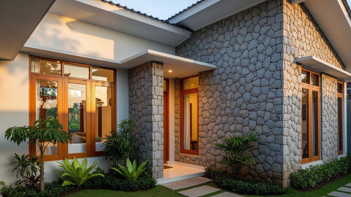 7 Inspirasi Dinding Batu Tempel untuk Rumah Kampung Modern, Hangat dan Berkarakter
