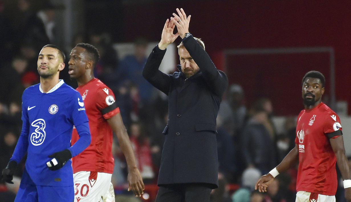 Hasil ini membuat Chelsea tertahan di posisi delapan klasemen sementara Premier League 2022/2023 dengan raihan 25 angka dari 16 laga. Sementara itu Forest masih berada di posisi 18 klasemen dengan raihan 14 angka dari 17 pertandingan. (AP Photo/Rui Vieira)