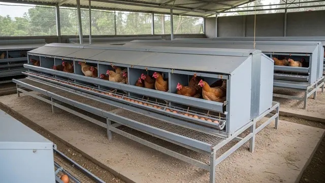 desain kandang ayam dengan zona khusus bertelur lebih nyaman