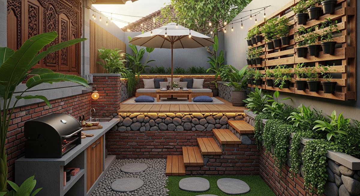 Model Halaman Belakang Rumah Kecil untuk Spot Barbeque dan Kumpul Seru/ Ilustrasi AI