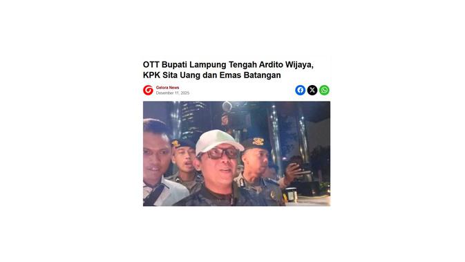 Cek fakta artikel Bupati Lampung Tengah sebut Jokowi terima uang suap darinya