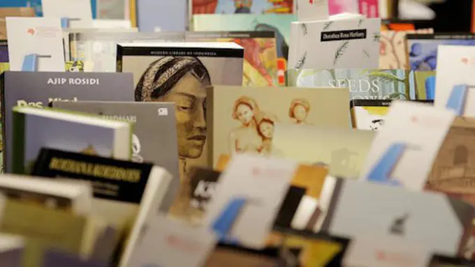 Paviliun Indonesia di Frankfurt Book Fair 2015, ketika Indonesia menjadi tamu kehormatan di festival buku paling bergengsi di dunia tersebut. Alexander Heimann/Frankfurt Book Fair