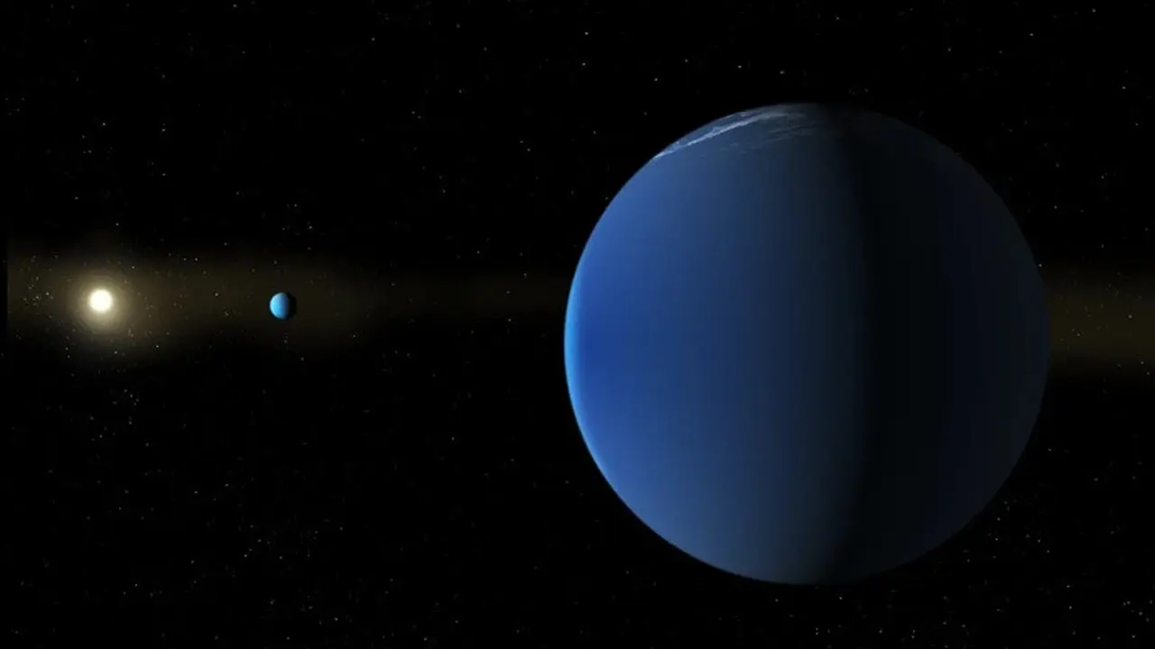 Ilustrasi yang dirilis NASA menampilkan bintang mirip Matahari TOI-791 (kiri belakang) dan dua planet raksasa yang ditemukan Teleskop Luar Angkasa TESS milik NASA saat mengorbit bintang tersebut.
